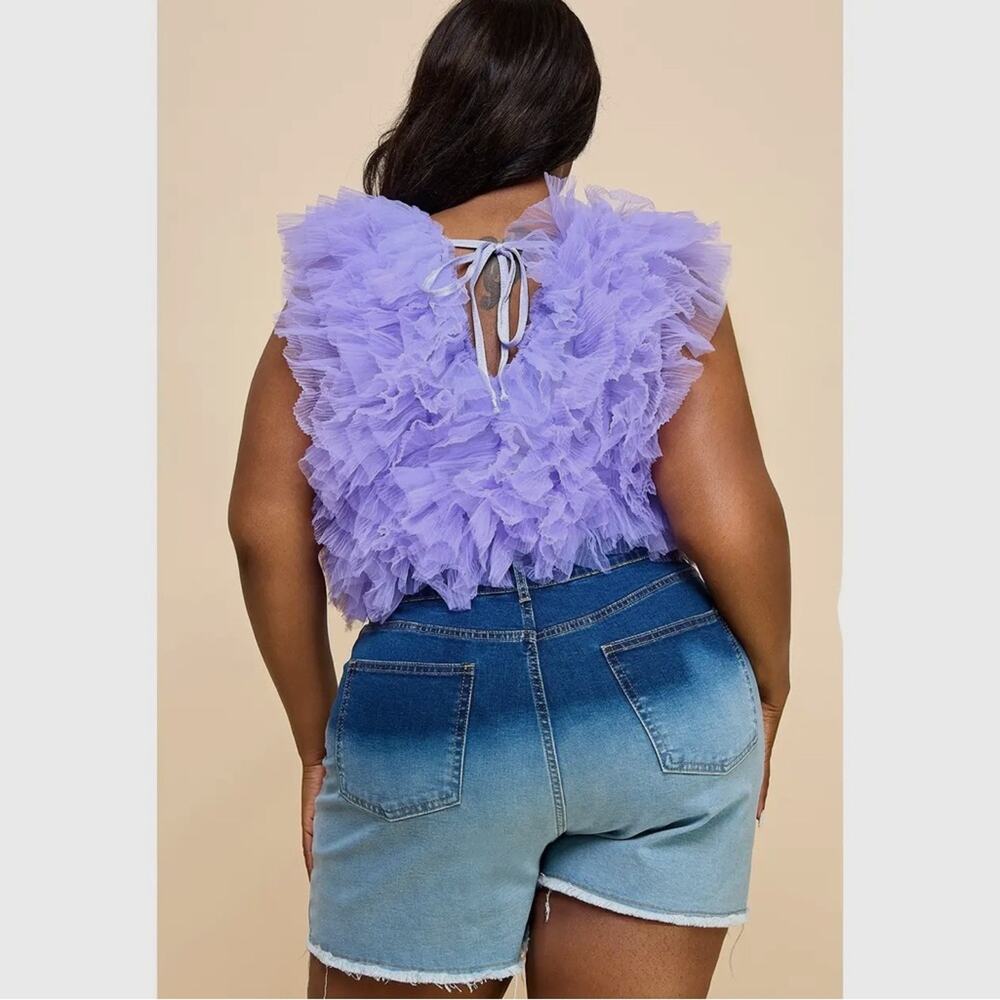 Lavender Ruffle V-Neck Bodysuit - Picture 8 of 10